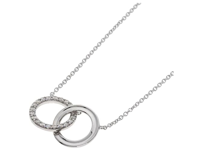 Tiffany & Co Tiffany Double Interlocking Circle Diamond Necklace White gold  ref.1470839