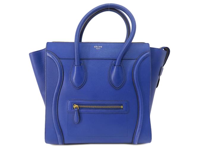 Céline Sac Micro Tote Celine Luggage Cuir Bleu  ref.1470894