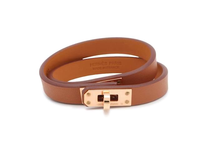 Hermès Bracciale charm double tour Hermes Kelly D'oro Pelle  ref.1470931