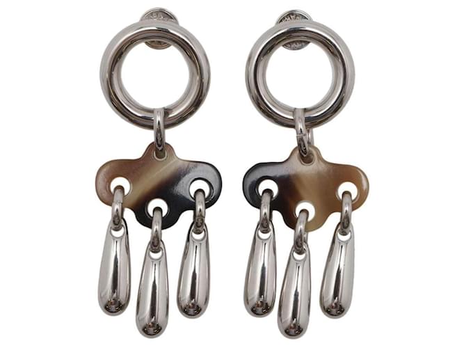 Hermès Hermes Swing Buffalo Horn Earrings Brown Metal  ref.1470950