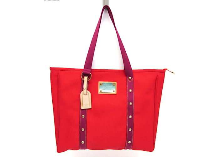 Bolsa tote Louis Vuitton Antigua Cabas GM M40031 Vermelho Lona  ref.1470972