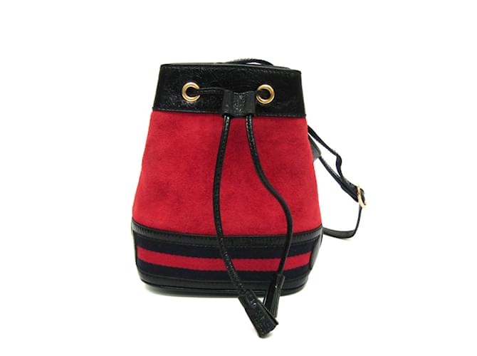 Gucci Drawstring Bag Type 550620 Black Red Navy blue Suede Leather  ref.1470974