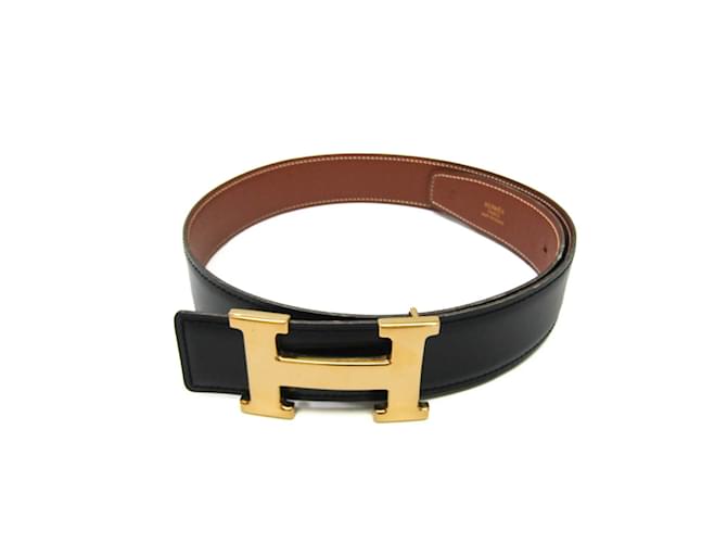 Ceinture H Constance d'Hermès Noir Doré  ref.1471016