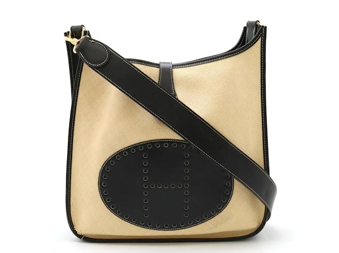 Hermès Hermes Evelyn GM I Shoulder Bag Black Pony-style calfskin Straw  ref.1471109