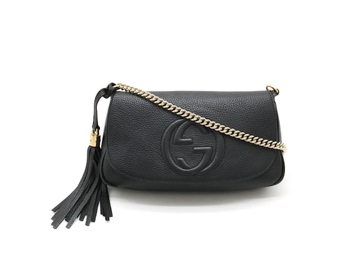 Gucci Soho Interlocking Shoulder Bag Black Leather  ref.1471124