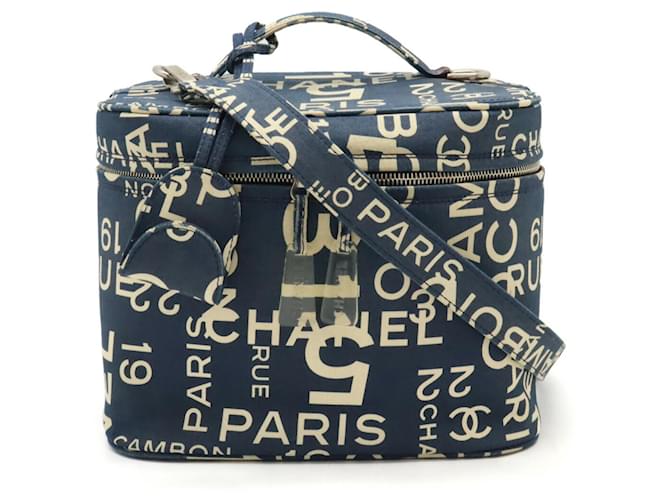 Sac Vanity Chanel Bi-C Line Toile Bleu Écru  ref.1471158