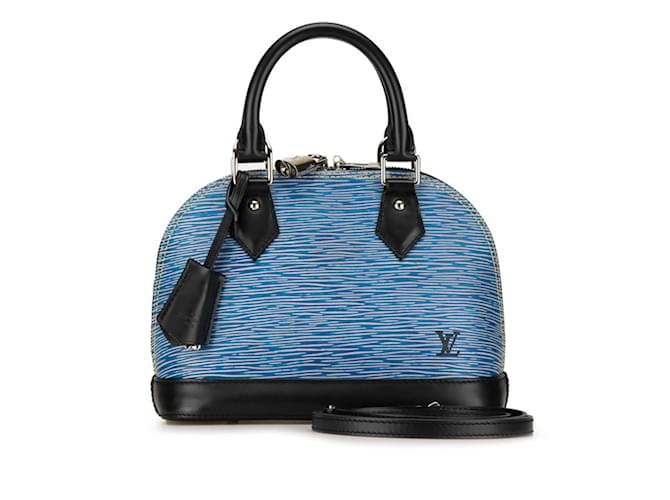 Borsa Alma BB in denim Epi di Louis Vuitton Nero Blu Pelle Plastica  ref.1471201