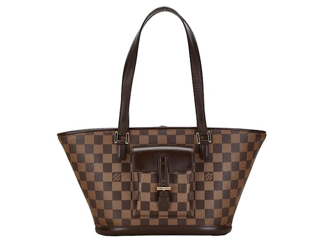 Louis Vuitton Damier Manosque PM Tote Bag Brown Leather Plastic  ref.1471202