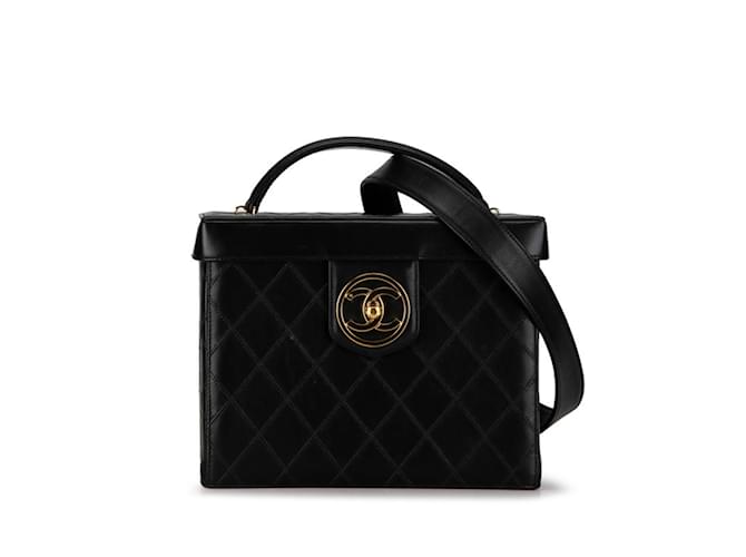 Vanity Chanel Coco Mark Bicolor Handbag Black Leather  ref.1471365