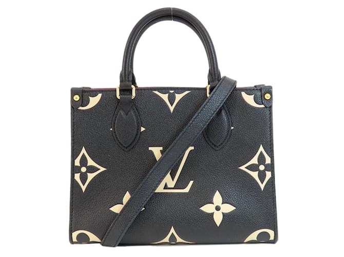 Louis Vuitton M45659 On the Go PM Handbag Black Beige Cloth ref  
