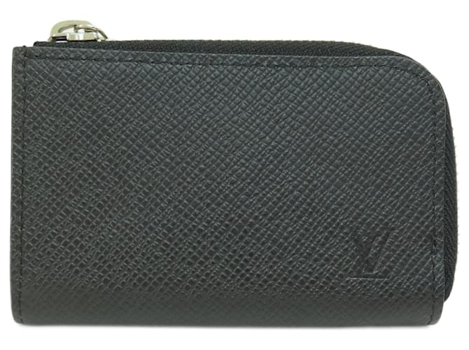 Porte-monnaie en cuir Taiga Louis Vuitton Noir Gris  ref.1471407