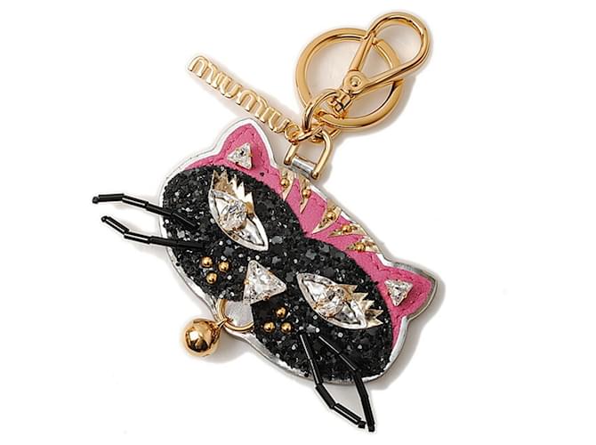 Miu Miu Key Ring Holder with Cat Motif Black Multiple colors Metal  ref.1471462