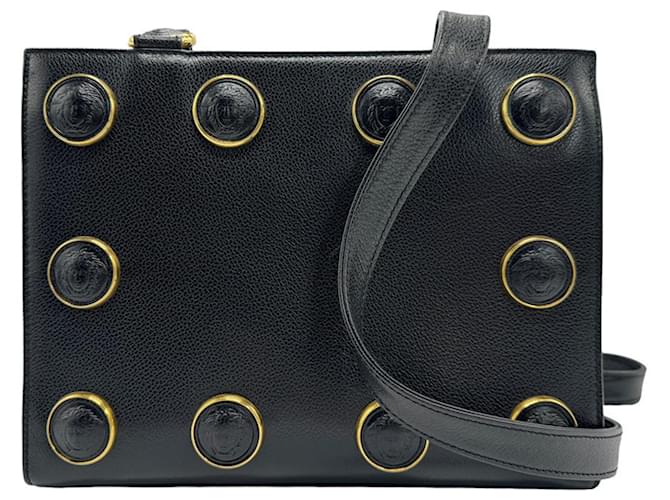 Sac à épaule en cuir noir Versace  ref.1471501