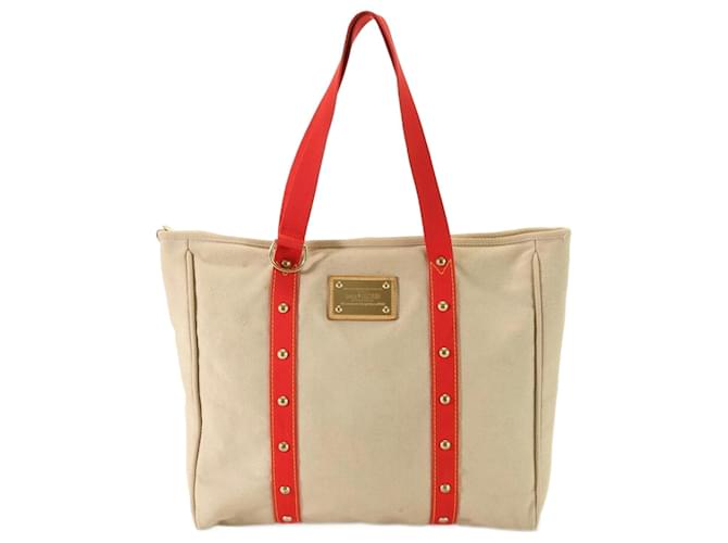 Louis Vuitton Antigua Cabas GM Shoulder Bag Beige Leather Cloth  ref.1471533