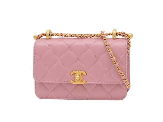 Chanel Matelasse Flap Bag Pink Leather  ref.1471570