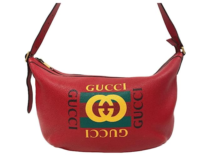 Sac à bandoulière Gucci 523588 à imprimé demi-lune Cuir Rouge  ref.1471591