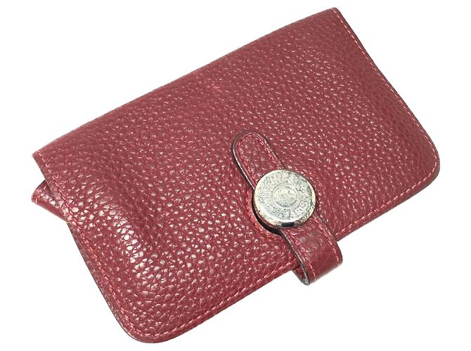 Hermès Rotes Leder-Münzgeldbörse von Hermes