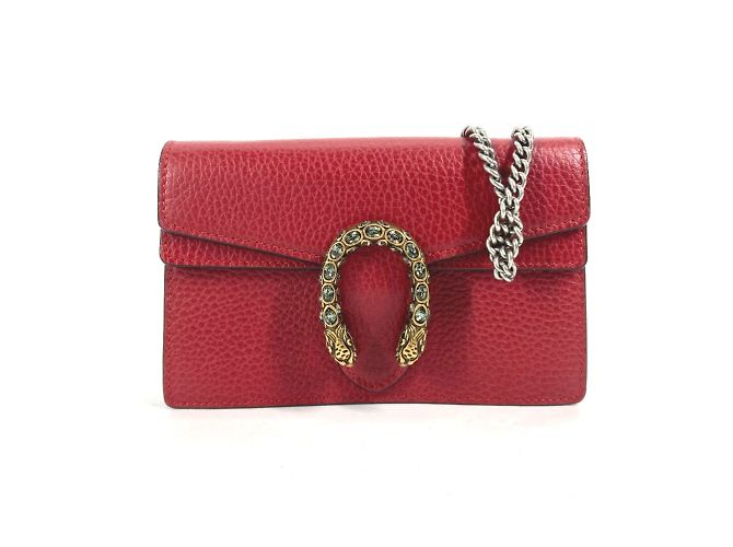 Bolsa de ombro de couro vermelho Gucci
