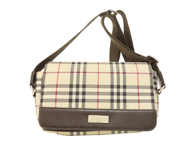 Bolsa de Ombro Burberry Nova Check Bege Lona  ref.1471981