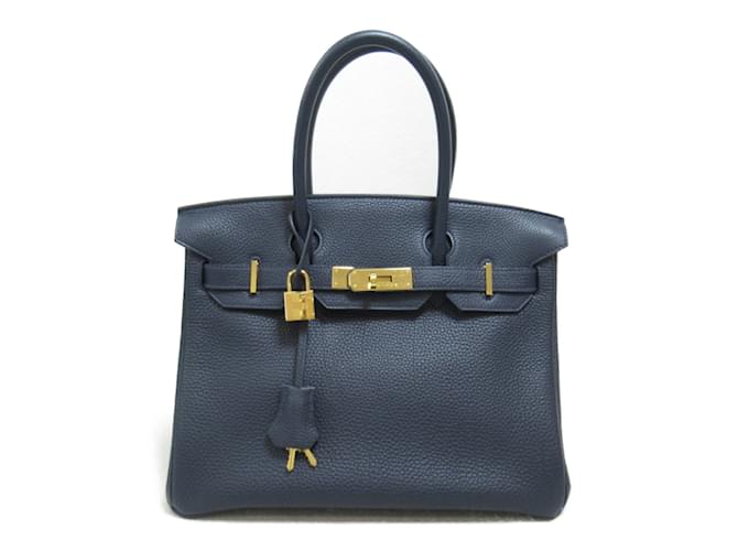 Bolsa Hermès Birkin 30 em couro Togo azul marinho  ref.1472043