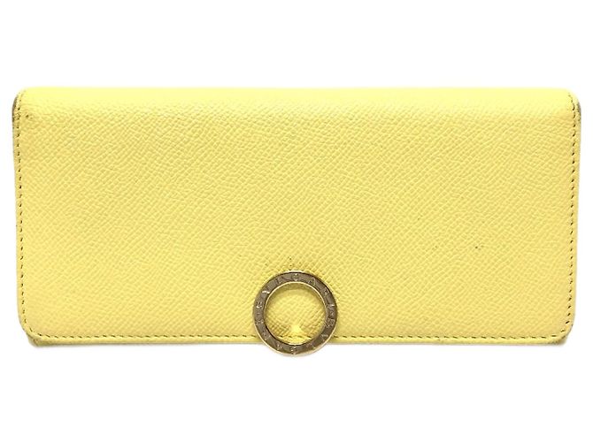 Bulgari Cartera larga de cuero amarillo Bvlgari