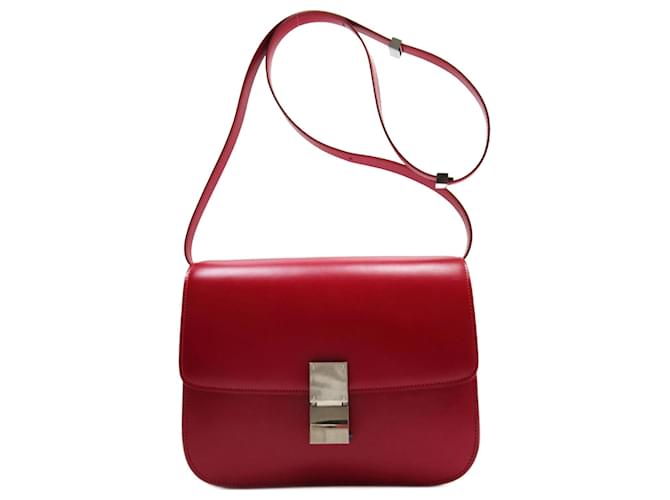 Classic Box Céline Celine Red Leather Shoulder Bag  ref.1472189