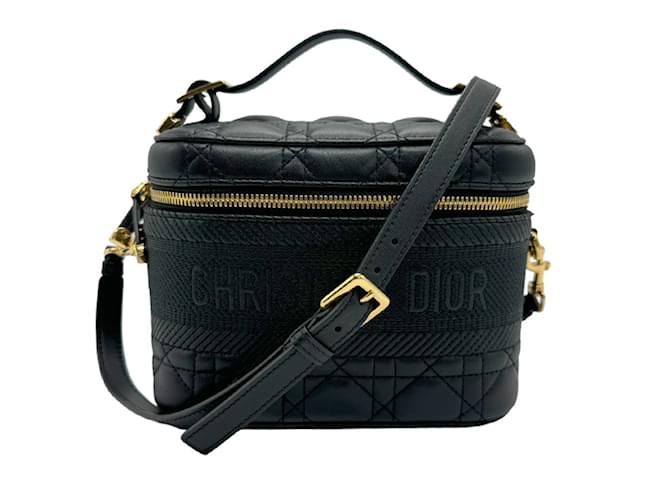 Sac à main en cuir noir et toile Christian Dior  ref.1472211