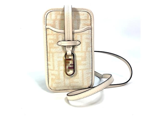 Fendi 7AS131 Capa para Smartphone Bolsa de Ombro Orlock Bege  ref.1472368