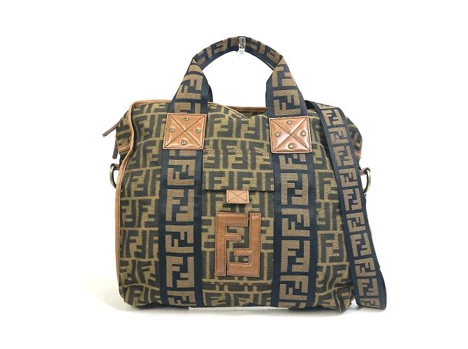 Fendi 7VA158 Zucca FF Pattern Tote Bag Brown