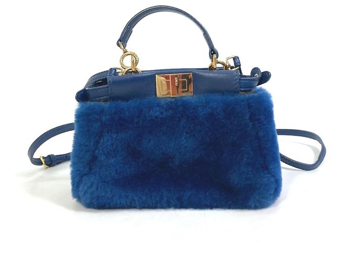 Borsa a tracolla blu Fendi