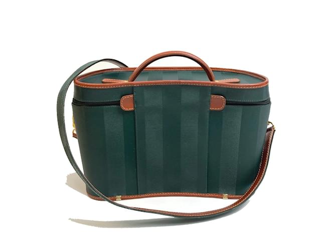 Fendi Pecan Bag 2WAY Vanity Bag Green Leather  ref.1472420