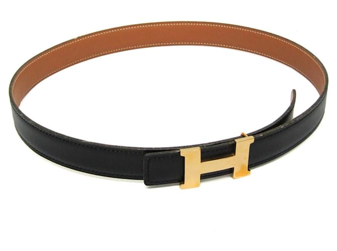 Ceinture H Constance d'Hermès Noir Doré  ref.1472554