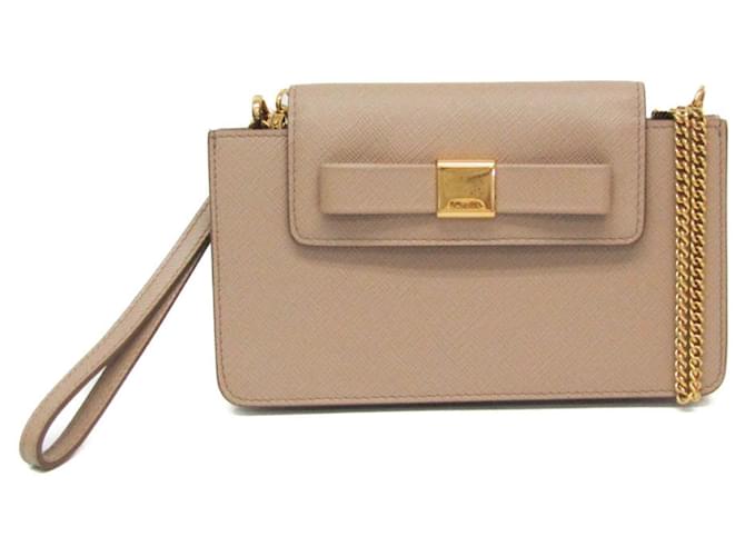 Custodia per smartphone Prada Saffiano Fiocco Beige Pelle  ref.1472561