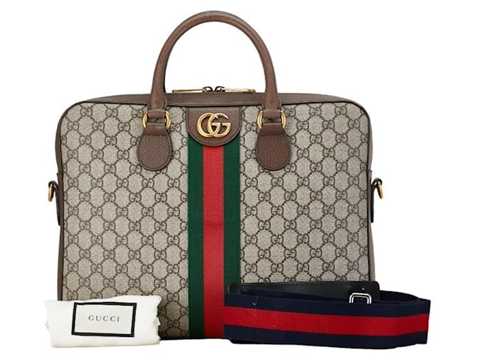 Bolsa Ophidia da linha Sherry GG Supreme da Gucci Marrom Bege Couro Plástico  ref.1472572