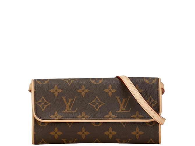 Bolsa de Ombro Pochette Twin PM Monograma Louis Vuitton Marrom Couro Plástico  ref.1472578