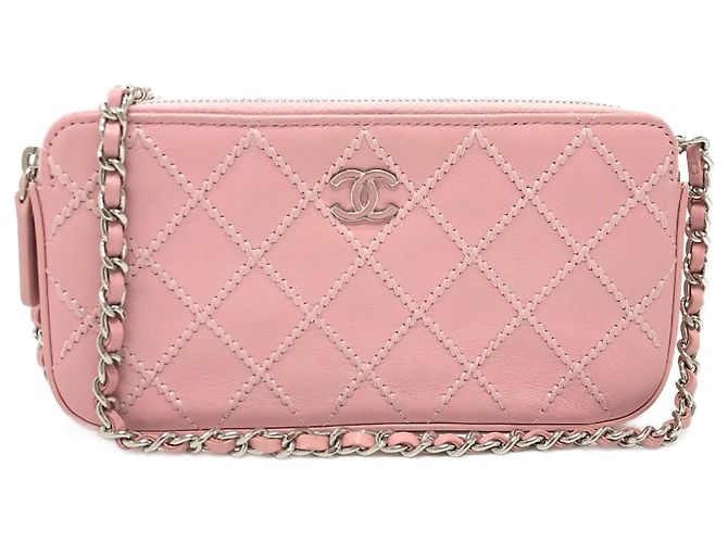 Bolsa de ombro de couro rosa Chanel A82527