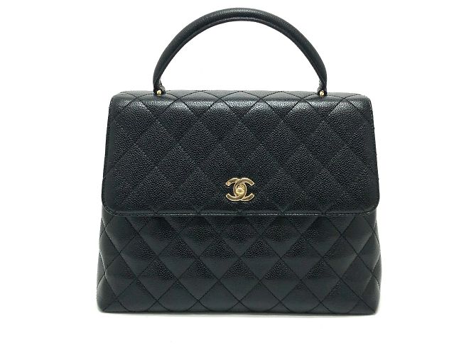 Schwarze Lederhandtasche von Chanel
