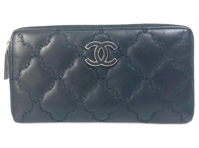 Chanel CC Zip Around Long Wallet Black