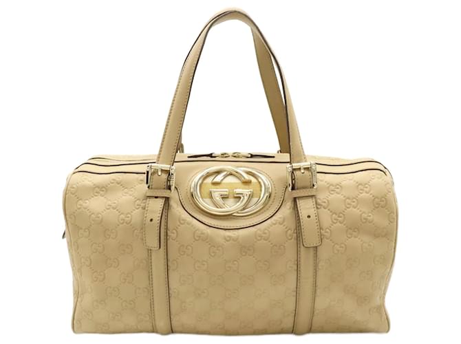 Sac à main Gucci Guccissima à logo G entrelacé Cuir Beige  ref.1472727