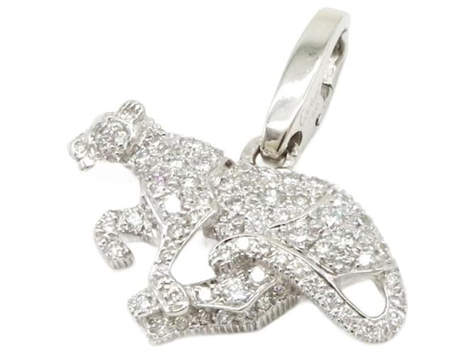 Pingente de cabeça de pantera Cartier com diamantes pavê Ouro branco  ref.1472785