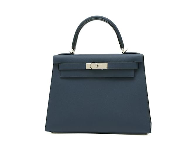 Hermès Hermes Kelly 28 Handbag in Deep Blue Dark blue Leather  ref.1472805