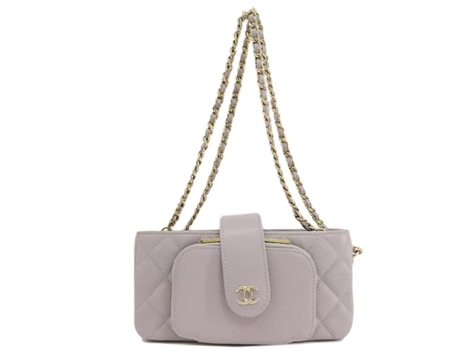 Timeless Bolsa de Ombro Chanel Matelassé em Couro Caviar Cinza Marrom  ref.1472847