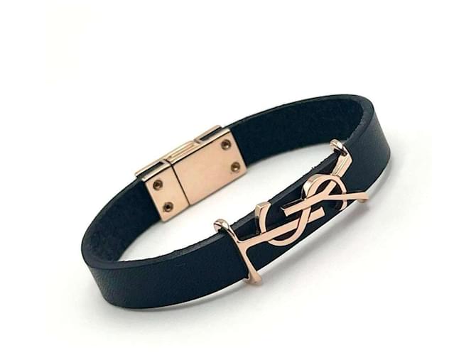 Bracelet charm pour femmes Yves Saint Laurent Cuir Métal Noir  ref.1472938