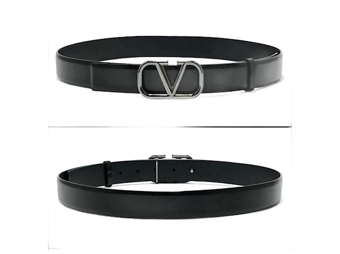 Valentino Garavani Men s V Logo Signature Leather Belt Black ref.1472944 Joli Closet