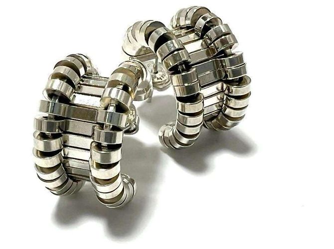 Orecchini a cerchio essenziali per donne Bottega Veneta Argento