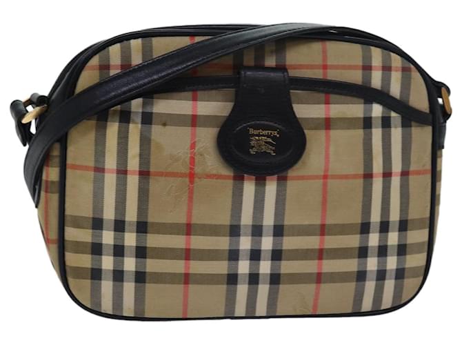 Autre Marque Burberrys Nova Check Shoulder Bag Canvas Beige Black Auth bs15721 Cloth  ref.1473153