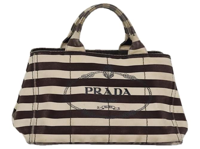 PRADA Canapa MM Hand Bag Canvas Brown Auth 81872 Cloth  ref.1473179