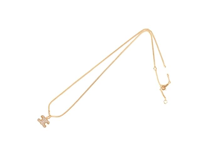 Céline Celine Triomphe Rhinestone Necklace Golden ref