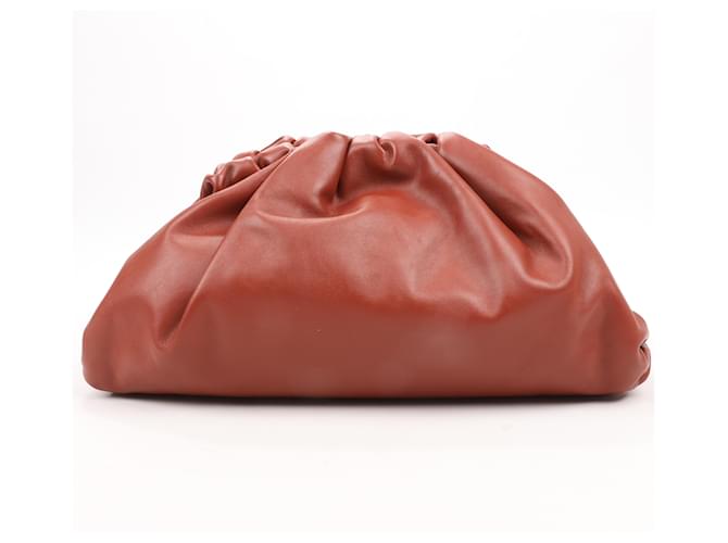 Bottega Veneta Smooth Butter Calf The Pouch Oversized Clutch in Rust Brown Leather  ref.1473352