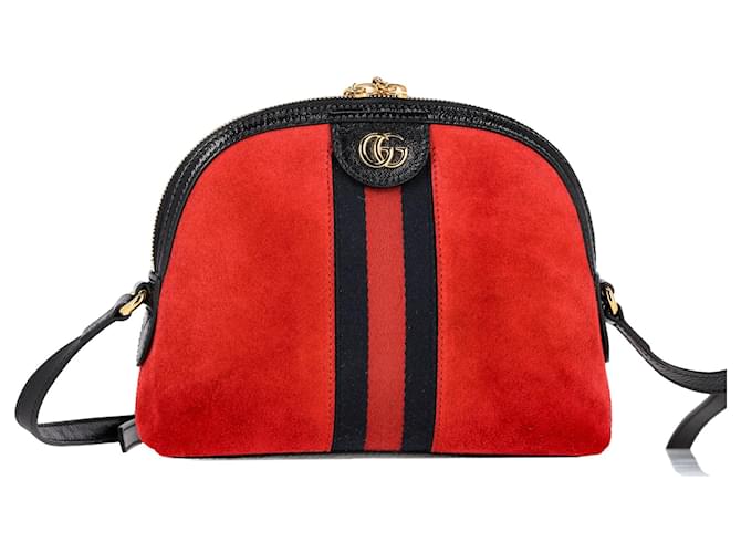 Bolso Dome Pequeño Gucci Ophidia en Ante Rojo Roja Suecia  ref.1473402